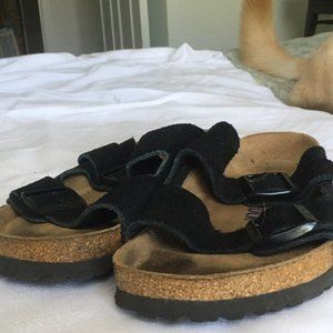 Birkenstock Arizona Soft Footbed in Black Suede Leather. Size 38 Reg.
